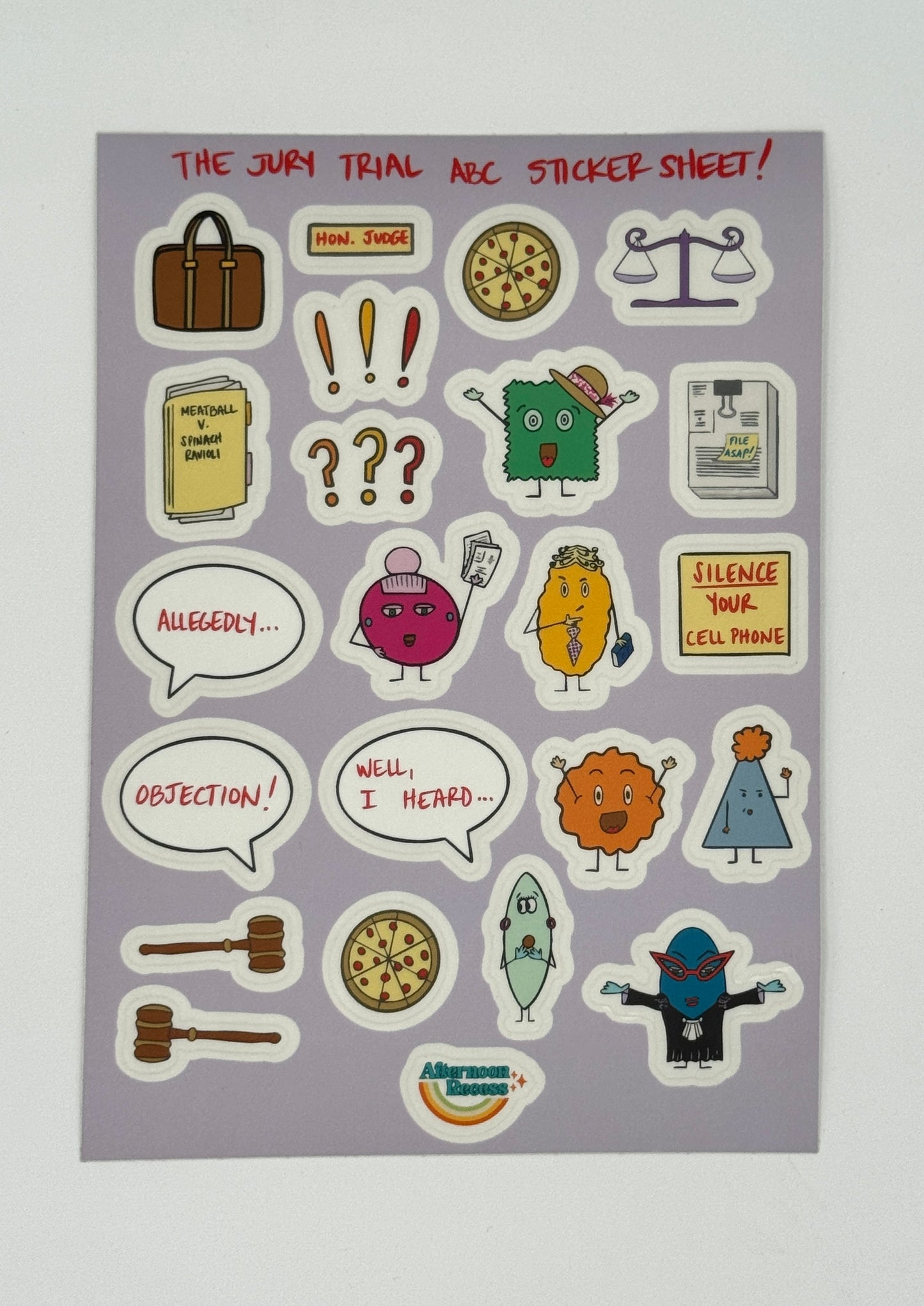 The JURY TRIAL ABC Sticker Sheet!