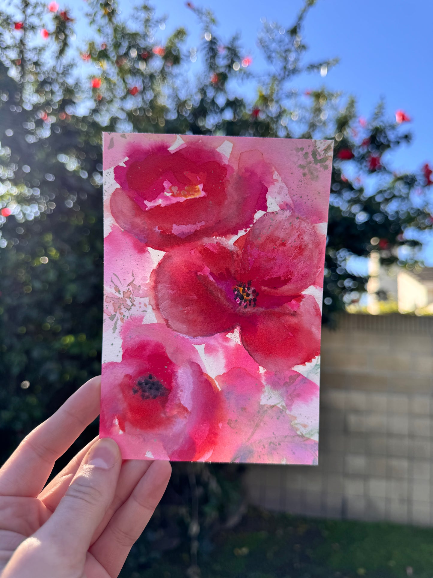 Watercolor red poppy 1