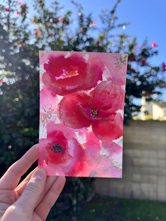Watercolor red poppy 1