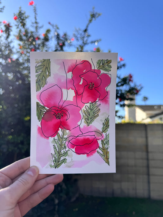 Watercolor red poppy 2