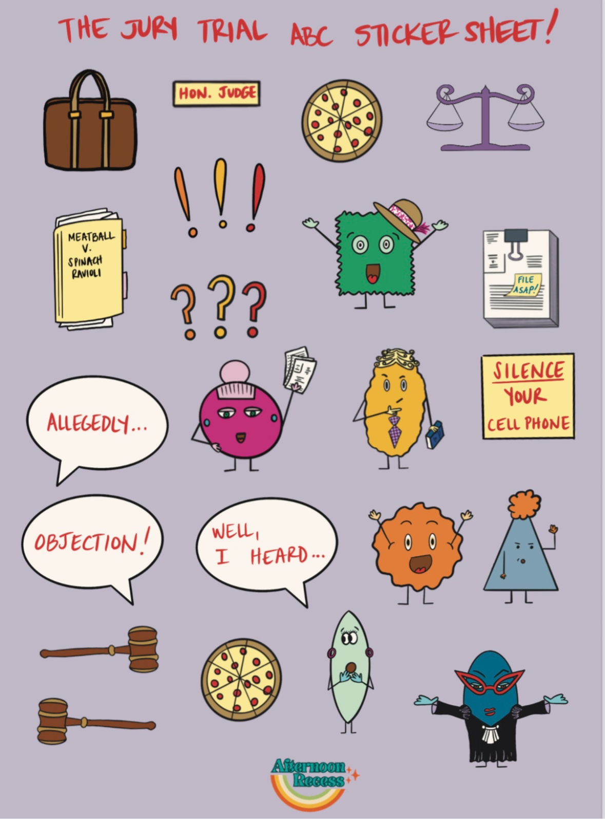 The JURY TRIAL ABC Sticker Sheet!